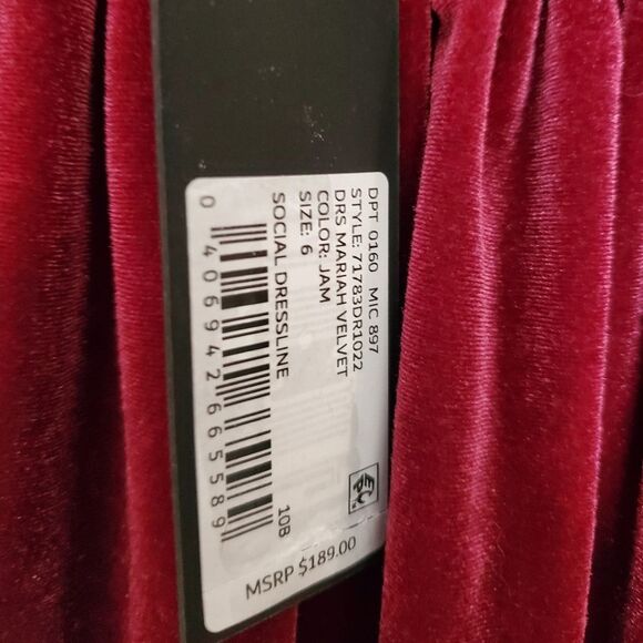 Gianni Bini Jam Mariah 3/4 Sleeve Plunging V-Neck Velvet Mini A-Line Dress 6 NWT - Picture 12 of 14